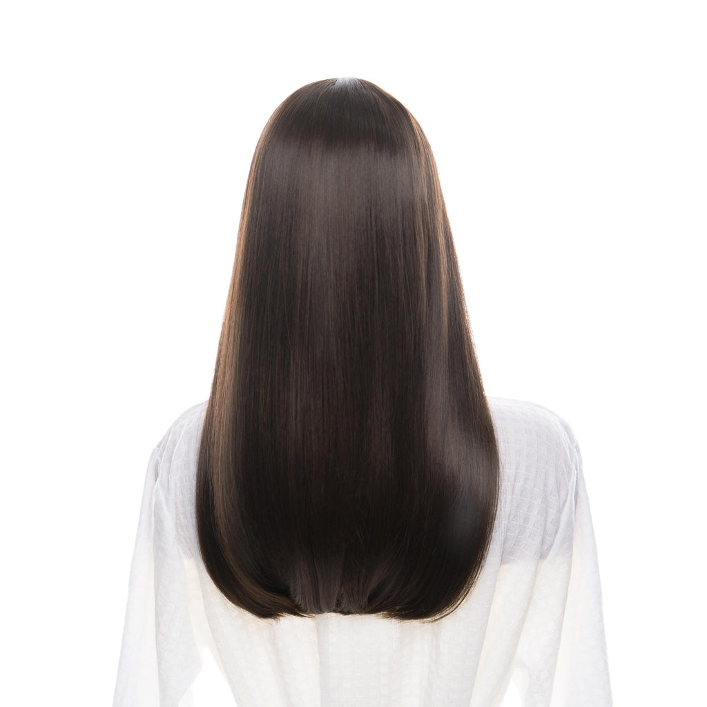 Rich Brown Long Straight HQ Synthetic Wig | 【Bangs】【Adjustable, Glueless】【250F Heat Resistant】【Cap Included】 | #40