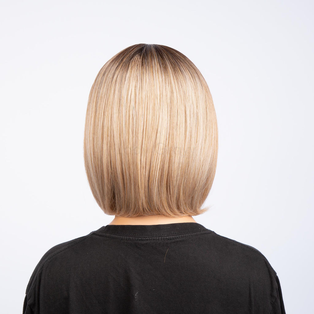 Black Rooted Honey Blonde Ombré with Ash Highlights Bob Straight HQ Synthetic Wig | 【Adjustable, Glueless】【Cap Included】【USA Stocked】 | #22