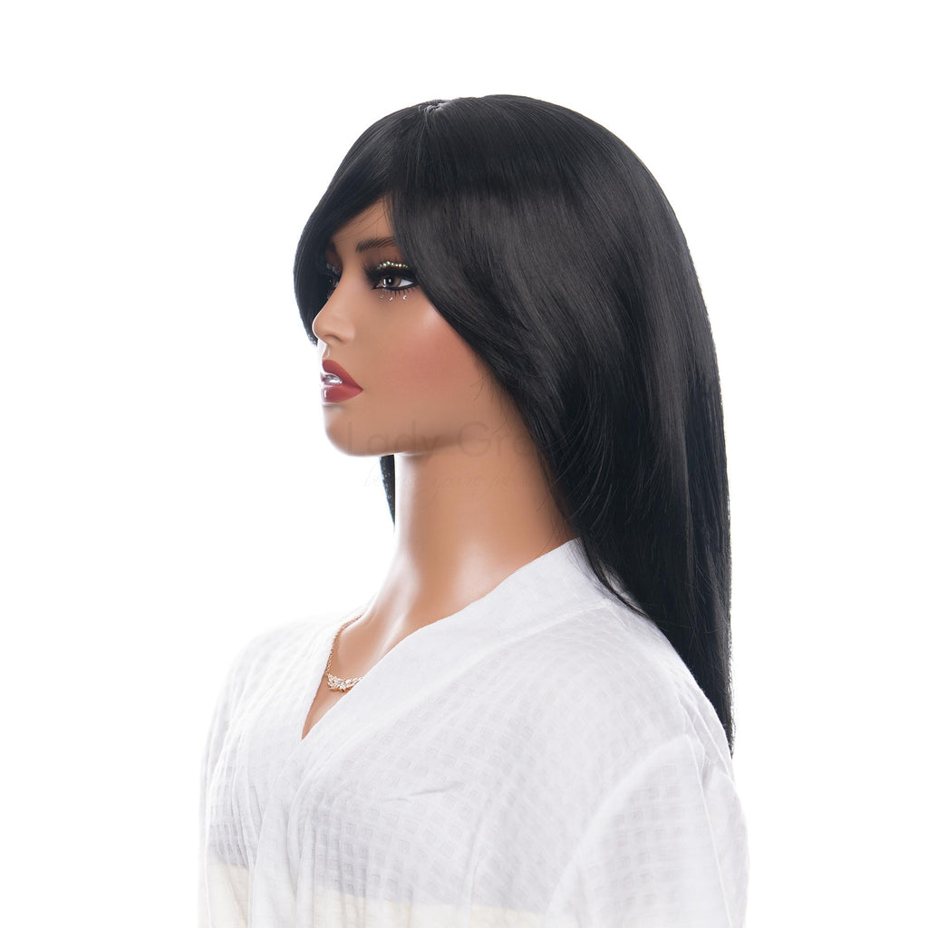 Black Long Wolf Cut HQ Synthetic Wig | 【Bangs】【Wig Cap Included】【250°F Heat Resistant】【Adjustable, Glueless】 | #12