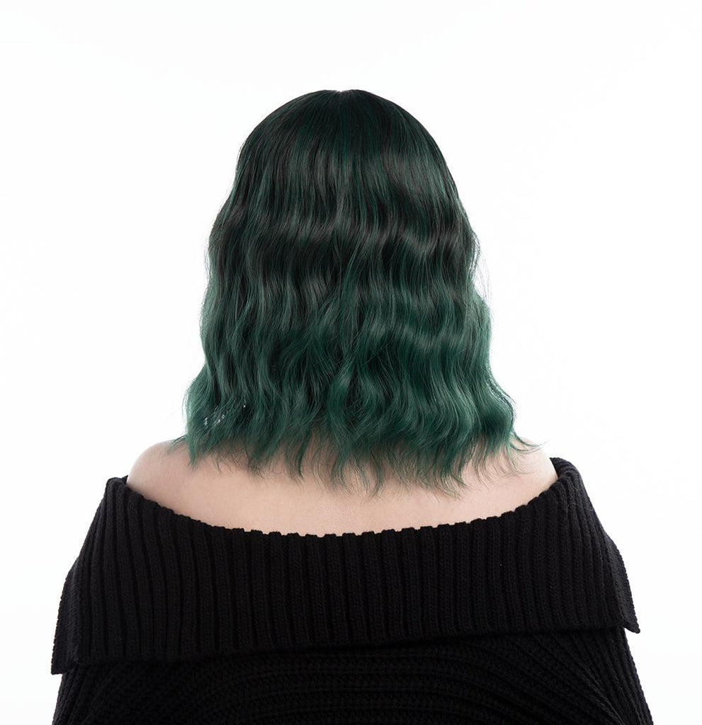 Mermaid Green Medium Long Wavy HQ Synthetic Wig | 【Bangs】【Wig Cap Included】【250°F Heat Resistant】【Adjustable, Glueless】 | #24