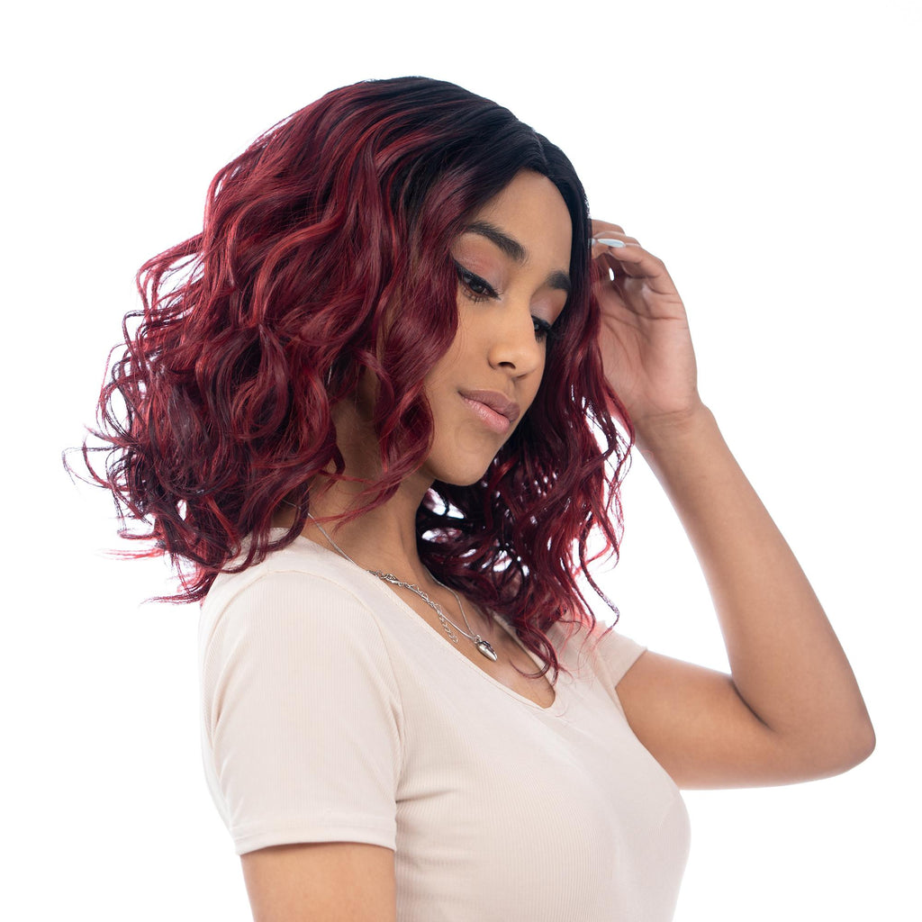 Cherry Burgundy Red Ombre Long Straight HQ Synthetic Wig | 【Frontal Lace】【Adjustable, Glueless】【250F Heat Resistant】【Cap Included】 | #41