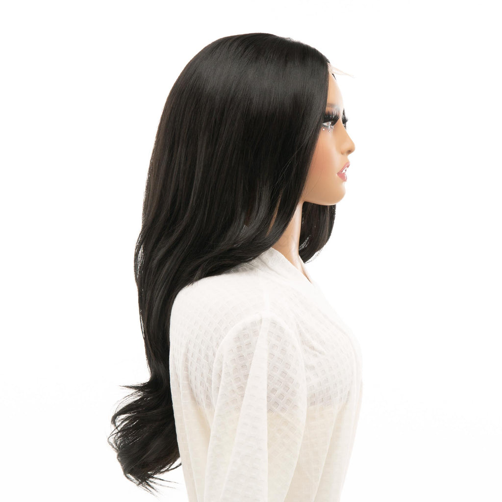 Black Long Straight to Wavy HQ Synthetic Wig | 【Adjustable, Glueless】【250F Heat Resistant】【Cap Included】| #23