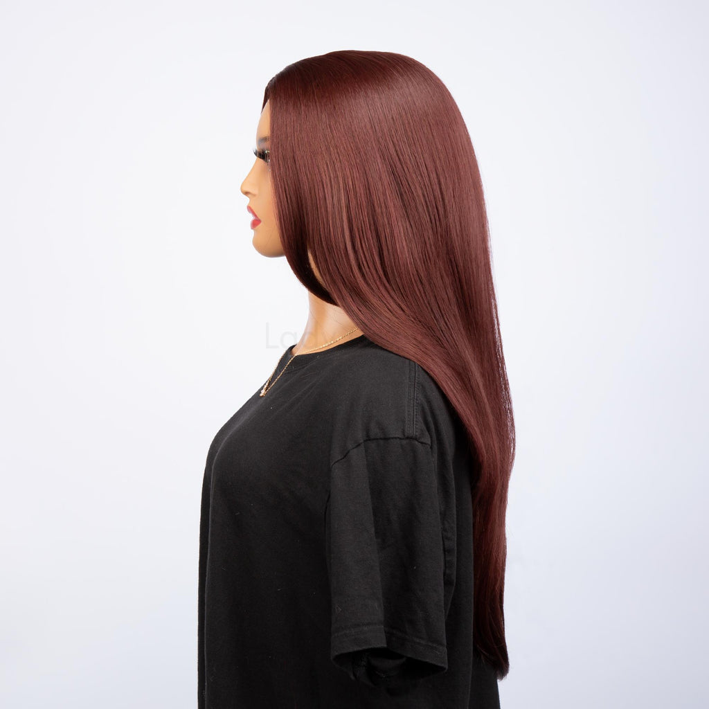 Burgundy Brunette Brown Long Straight HQ Synthetic Wig |  【Adjustable, Glueless】【USA Stocked】【Cap Included】| #19