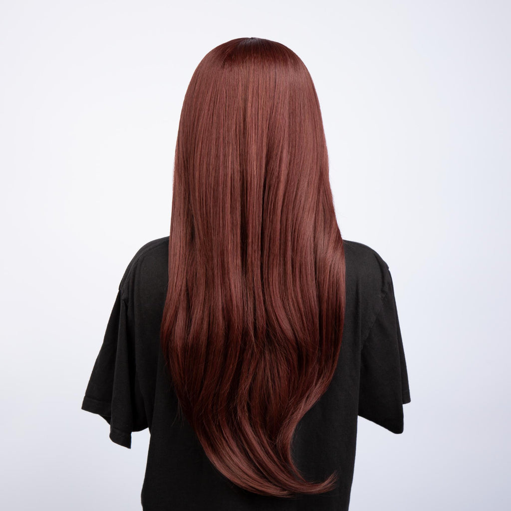 Burgundy Brunette Brown Long Straight HQ Synthetic Wig |  【Adjustable, Glueless】【USA Stocked】【Cap Included】| #19