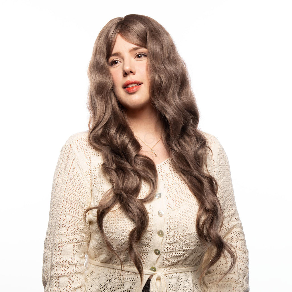 Light Brown Long Wavy HQ Synthetic Wig |  【Wig Cap Included】【250°F Heat Resistant】【Adjustable, Glueless】|#25